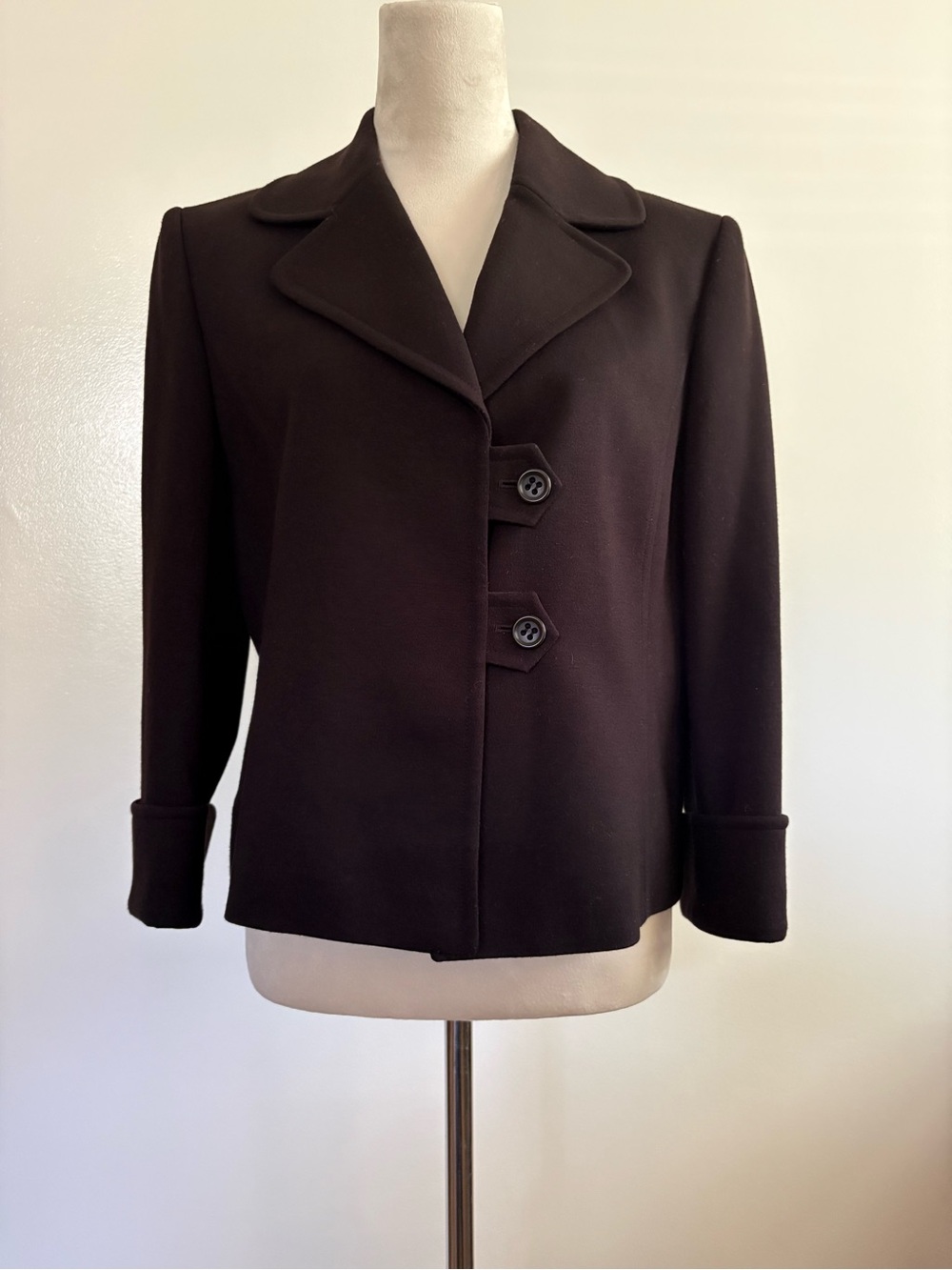 Tailored ASL Dark Espresso Structured Cuffed Blazer Size 12